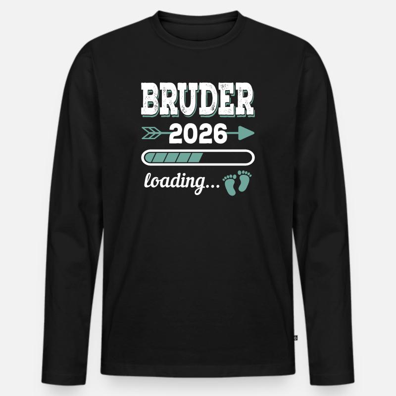 Bruder 2026 Loading Werdende Geschwister Geschenk - Männer Premium Bio Langarmshirt - Schwarz