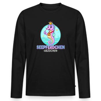 Seepferdchen Abzeichen mit Farbverlauf - Männer Premium Bio Langarmshirt - Schwarz - Vorne - Nico (187cm)