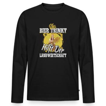 Quand la bière aide l’agriculture / Dire - T-shirt manches longues Premium bio Homme - noir - Devant - Nico (187cm)