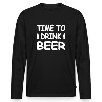 Bière - T-shirt manches longues Premium bio Homme - noir - Devant - Nico (187cm)