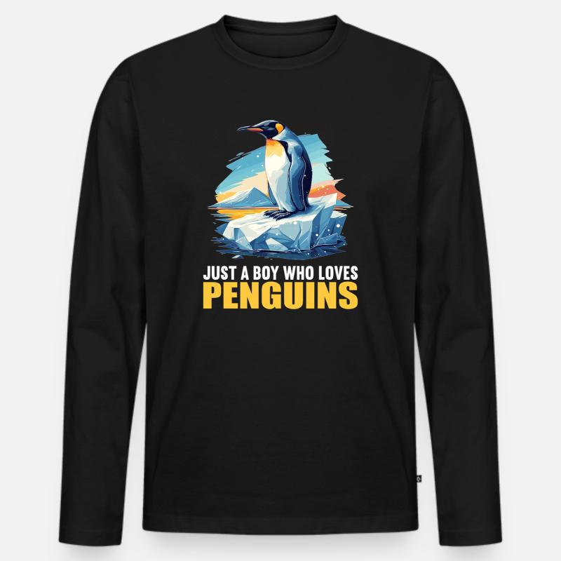 Pinguine Pinguin - Männer Premium Bio Langarmshirt - Schwarz