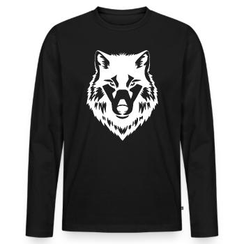 Wolf Wolves T-shirt Gift - Men's Premium Organic Long Sleeve Shirt - black - Front - Nico (187cm)