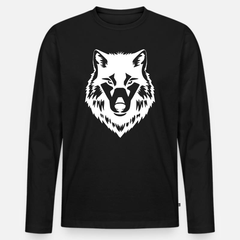 Wolf Wölfe T-shirt Geschenk - Männer Premium Bio Langarmshirt - Schwarz