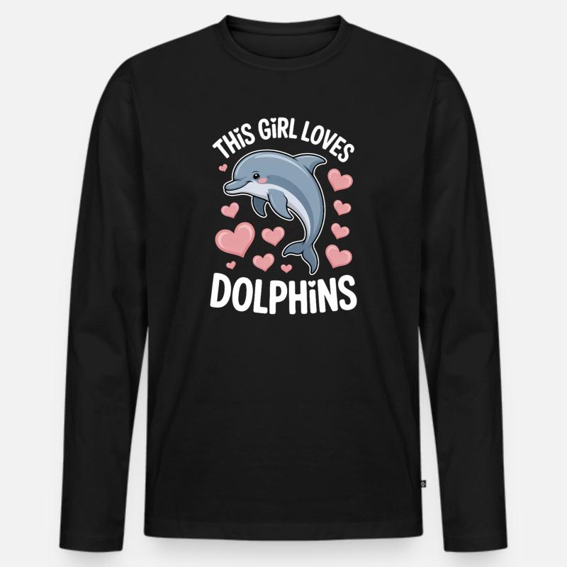 Delfin Spruch Mädchen Lustiges Delfin Geschenk - Männer Premium Bio Langarmshirt - Schwarz
