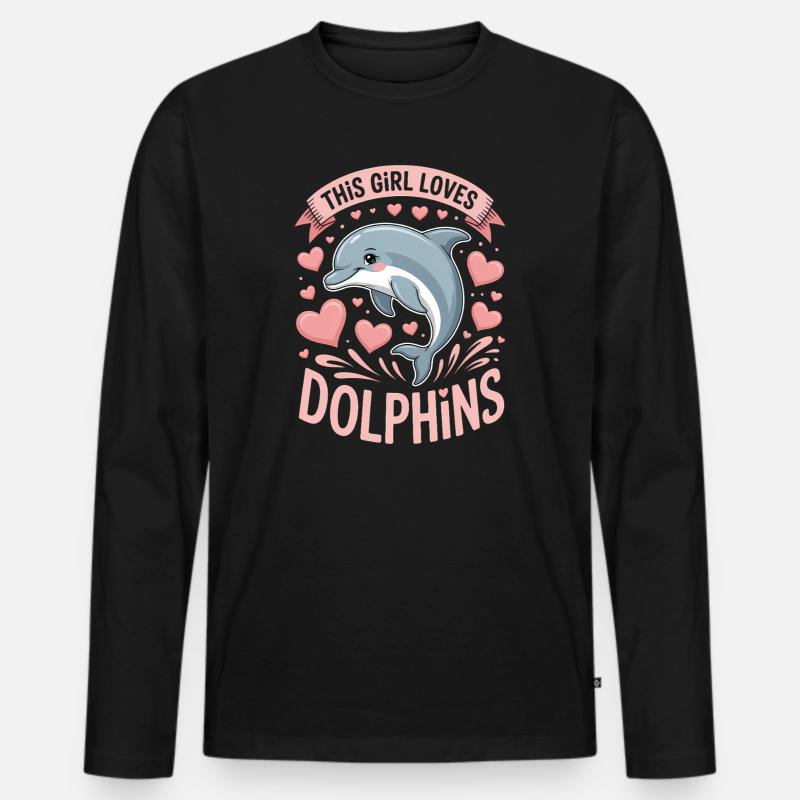 Delfin Spruch Mädchen Lustiges Delfin Geschenk - Männer Premium Bio Langarmshirt - Schwarz