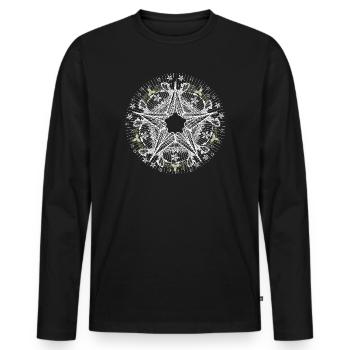 Poinsettia à l’aspect dentelle filigrane - T-shirt manches longues Premium bio Homme - noir - Devant - Nico (187cm)