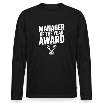 Manager of the Year Award - Men's Premium Organic Long Sleeve Shirt - black - Front - Nico (187cm)