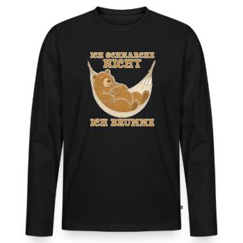 Ich Schnarche Nicht Ich Brumme | Schlafshirt - Männer Premium Bio Langarmshirt - Schwarz - Vorne - Nico (187cm)