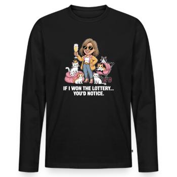 Funny If I Won The Lottery You’d Notice Yacht boat - Männer Premium Bio Langarmshirt - Schwarz - Vorne - Nico (187cm)