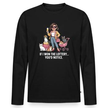 Funny If I Won The Lottery You’d Notice Yacht boat - Männer Premium Bio Langarmshirt - Schwarz - Vorne - Nico (187cm)