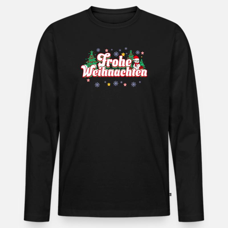 Frohe Weihnachten - Männer Premium Bio Langarmshirt - Schwarz