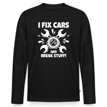 Ich repariere Autos und zerlege Zeug - Männer Premium Bio Langarmshirt - Schwarz - Vorne - Nico (187cm)