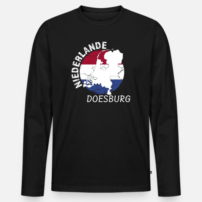 Doesburg - Männer Premium Bio Langarmshirt - Schwarz