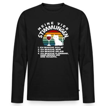 My Four Moods Sleep Vin Pelle de vacances - T-shirt manches longues Premium bio Homme - noir - Devant - Nico (187cm)