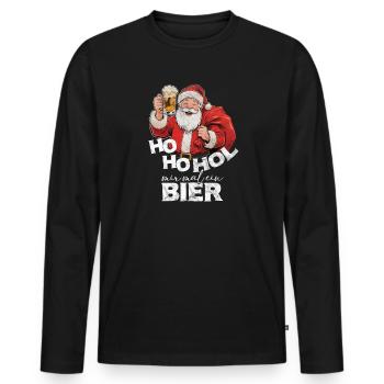 Ho ho Apporte-moi une bière Père Noël - T-shirt manches longues Premium bio Homme - noir - Devant - Nico (187cm)
