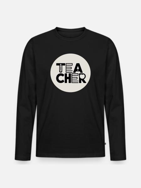 Lehrerdesign mit Bleistift-Typografie - Männer Premium Bio Langarmshirt - Schwarz