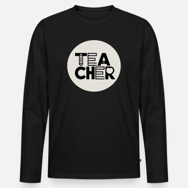 Lehrerdesign mit Bleistift-Typografie - Männer Premium Bio Langarmshirt - Schwarz