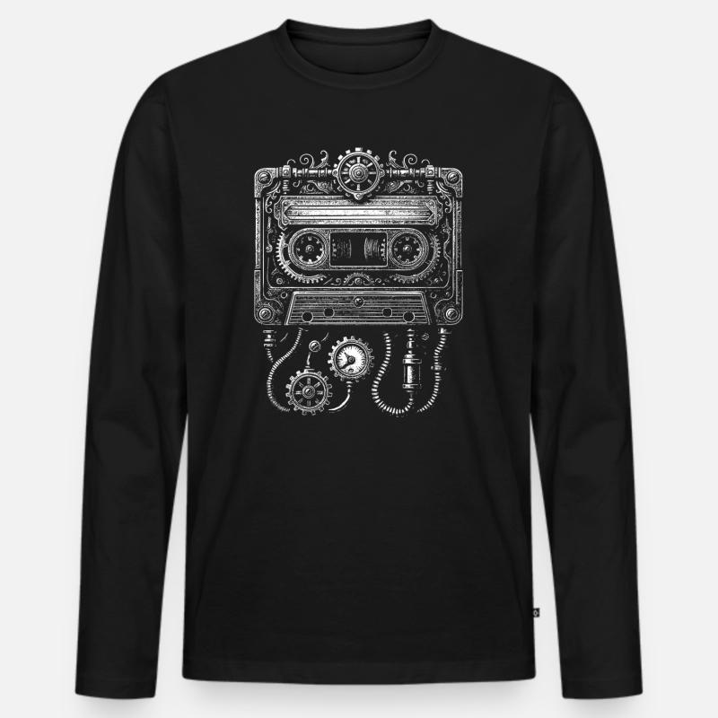 Steampunk Kassette Uhrwerk - Männer Premium Bio Langarmshirt - Schwarz