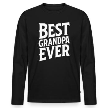Best Grandpa Ever Typo Grafik - Männer Premium Bio Langarmshirt - Schwarz - Vorne - Nico (187cm)