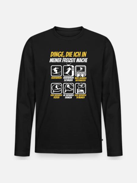 Skiing Skier Ski Winter Sports Funny - Men's Premium Organic Long Sleeve Shirt - black