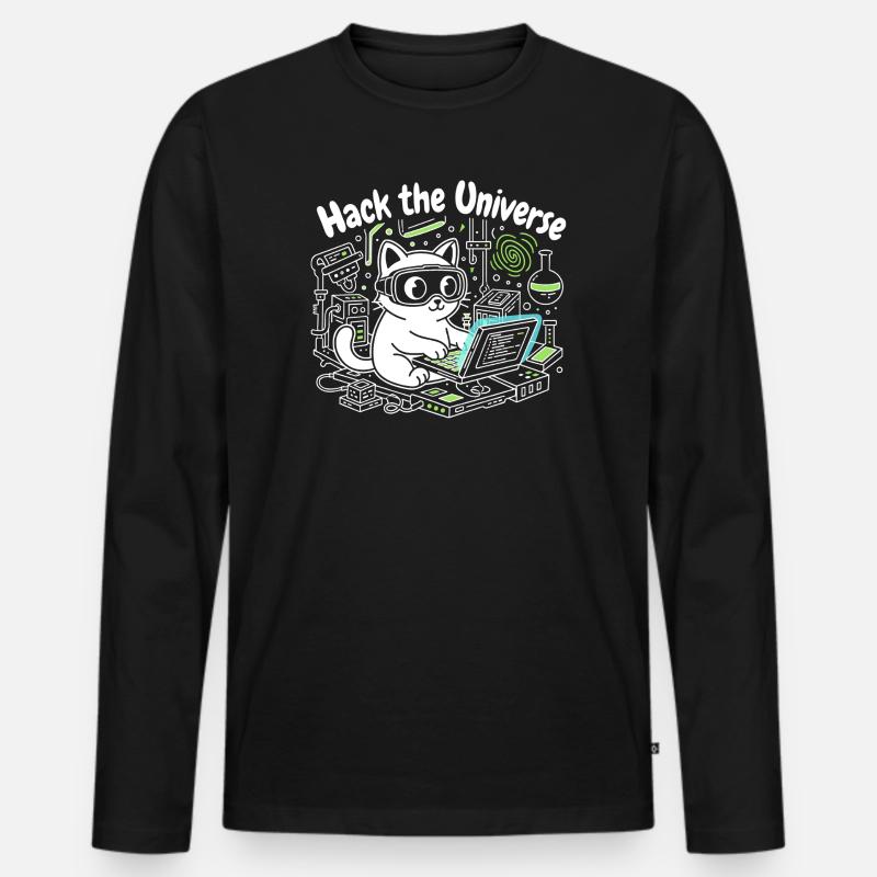 KatzHacker Universum Knacken - Männer Premium Bio Langarmshirt - Schwarz