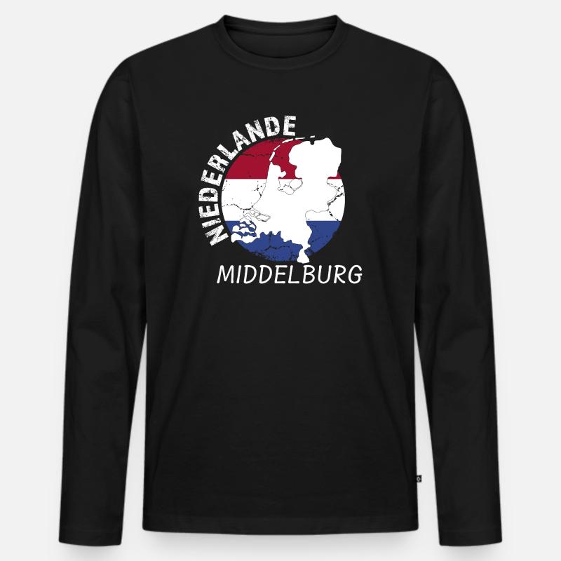 Middelburg - Männer Premium Bio Langarmshirt - Schwarz