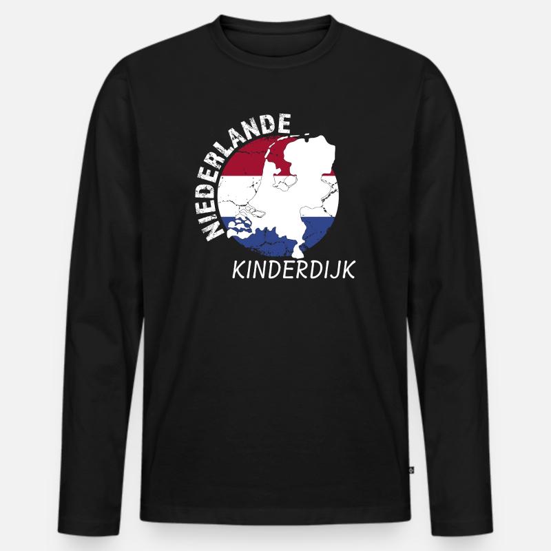 Kinderdijk - Männer Premium Bio Langarmshirt - Schwarz