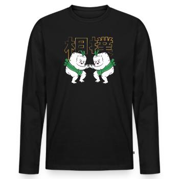 Sumo - Männer Premium Bio Langarmshirt - Schwarz - Vorne - Nico (187cm)