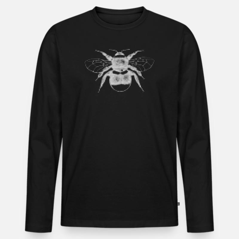 Biene in Pixeloptik - Männer Premium Bio Langarmshirt - Schwarz
