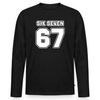 67 - Six sept - T-shirt manches longues Premium bio Homme - noir - Devant - Nico (187cm)