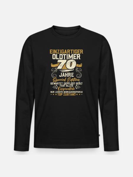 70 Years Unique Classic 70th Birthday - Men's Premium Organic Long Sleeve Shirt - black