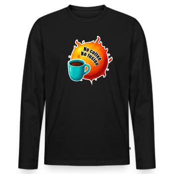 Soleil Pas de Café Pas de Fusion - T-shirt manches longues Premium bio Homme - noir - Devant - Nico (187cm)