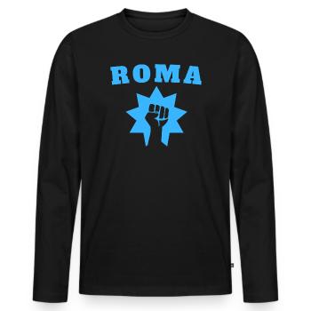 Roma - Men's Premium Organic Long Sleeve Shirt - black - Front - Nico (187cm)