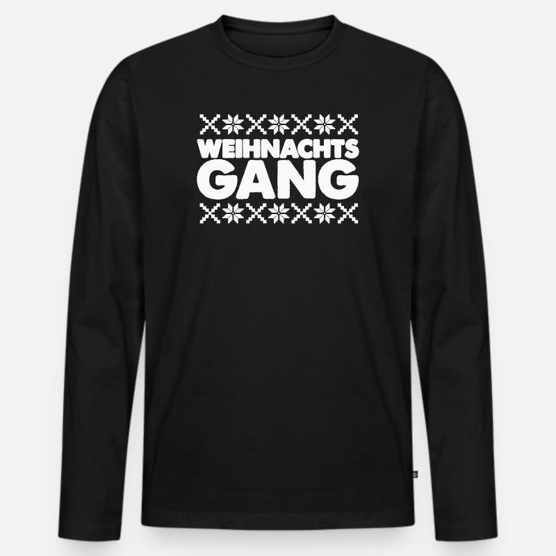 Weihnachtsgang Norwegen Muster - Männer Premium Bio Langarmshirt - Schwarz