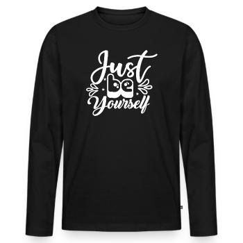 Just_Be_Yourself- - Männer Premium Bio Langarmshirt - Schwarz - Vorne - Nico (187cm)