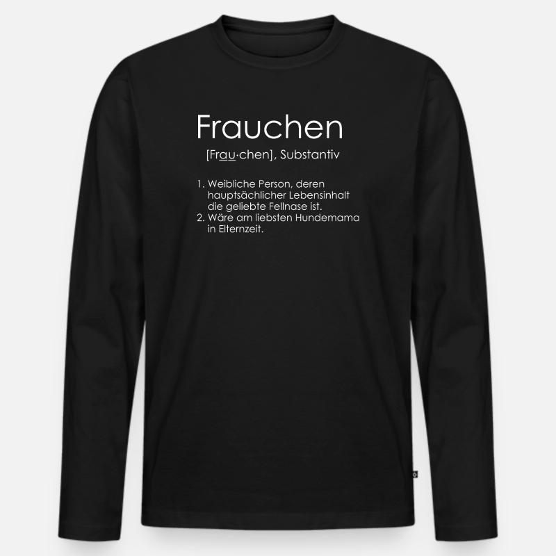 Frauchen - Männer Premium Bio Langarmshirt - Schwarz