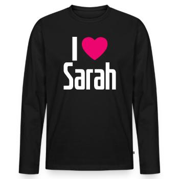 I Love Sarah Pink Heart I Love Sarah - Men's Premium Organic Long Sleeve Shirt - black - Front - Nico (187cm)