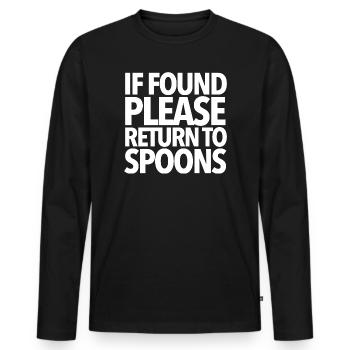 If Found Return To Spoons - Men's Premium Organic Long Sleeve Shirt - black - Front - Nico (187cm)