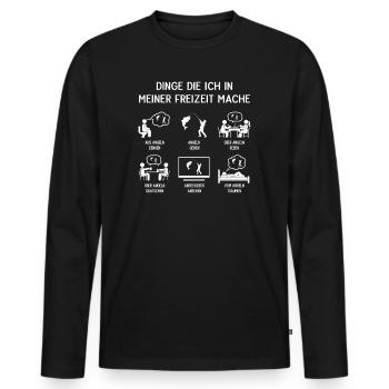 Pêcheur Pêche Humour Mon Temps Libre - T-shirt manches longues Premium bio Homme - noir - Devant - Nico (187cm)