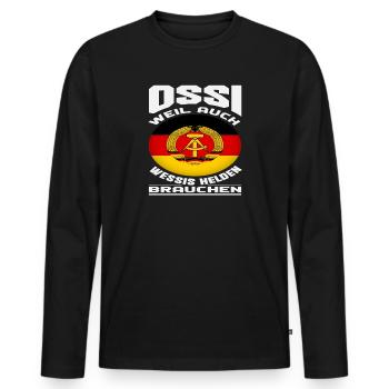 Ossi parce que Wessis a aussi besoin de héros Spruch DDR - T-shirt manches longues Premium bio Homme - noir - Devant - Nico (187cm)