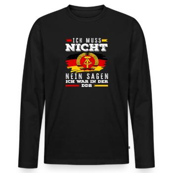 Ossi Spruch DDR Stolz Nein Sagen - Men's Premium Organic Long Sleeve Shirt - black - Front - Nico (187cm)