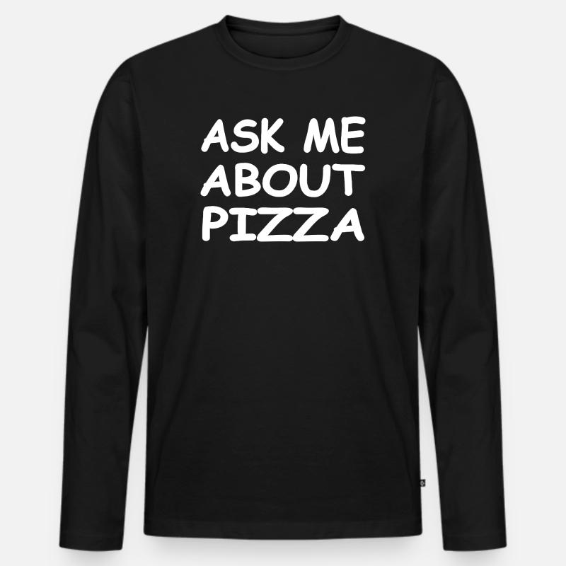 Pizza - Männer Premium Bio Langarmshirt - Schwarz
