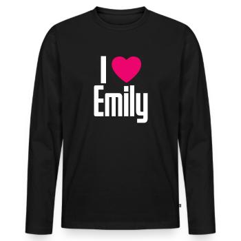I Love Emily Pinkes Herz Ich liebe Emily - Männer Premium Bio Langarmshirt - Schwarz - Vorne - Nico (187cm)