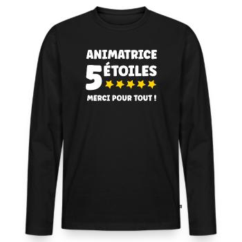 ANIMATRICE - T-shirt manches longues Premium bio Homme - noir - Devant - Nico (187cm)