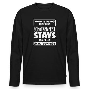 What Happens On The Schützenfest Lustiges Spruch - Männer Premium Bio Langarmshirt - Schwarz - Vorne - Nico (187cm)