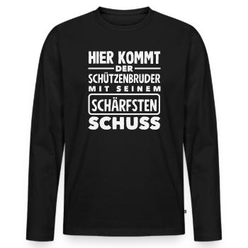 Schützenbruder Verein Fest Lustiger Schützenfest - Männer Premium Bio Langarmshirt - Schwarz - Vorne - Nico (187cm)