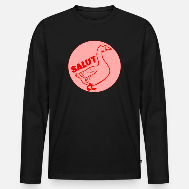 Fun Goose Hallo - Männer Premium Bio Langarmshirt - Schwarz