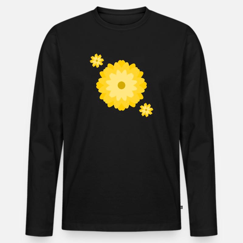 Sunny Daisy Burst - Männer Premium Bio Langarmshirt - Schwarz