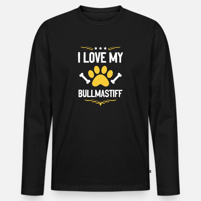 Ich liebe Bullmastiff - Männer Premium Bio Langarmshirt - Schwarz