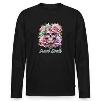 Flowers Skull Beauty Bloom - Men's Premium Organic Long Sleeve Shirt - black - Front - Nico (187cm)